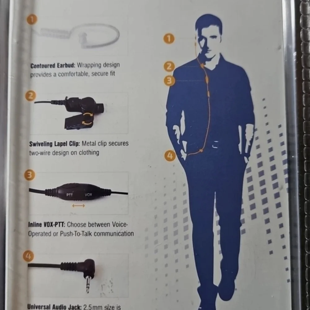 Surveillance Headset with In-Line PTT and VOX - Black